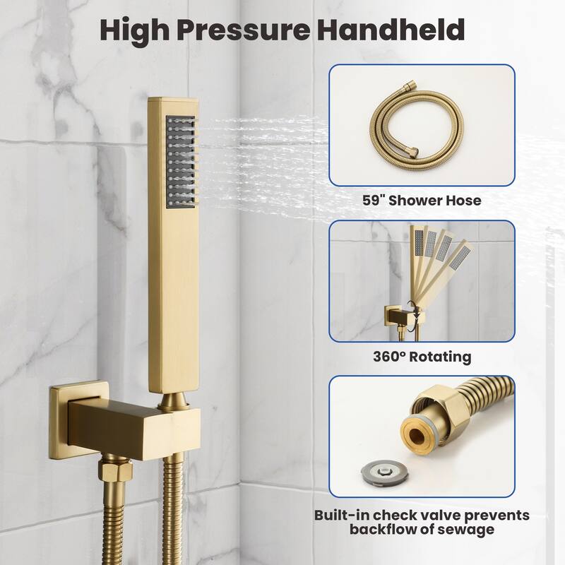 10 Inch Square Bathroom Shower System Set, 2-Function Shower Faucet