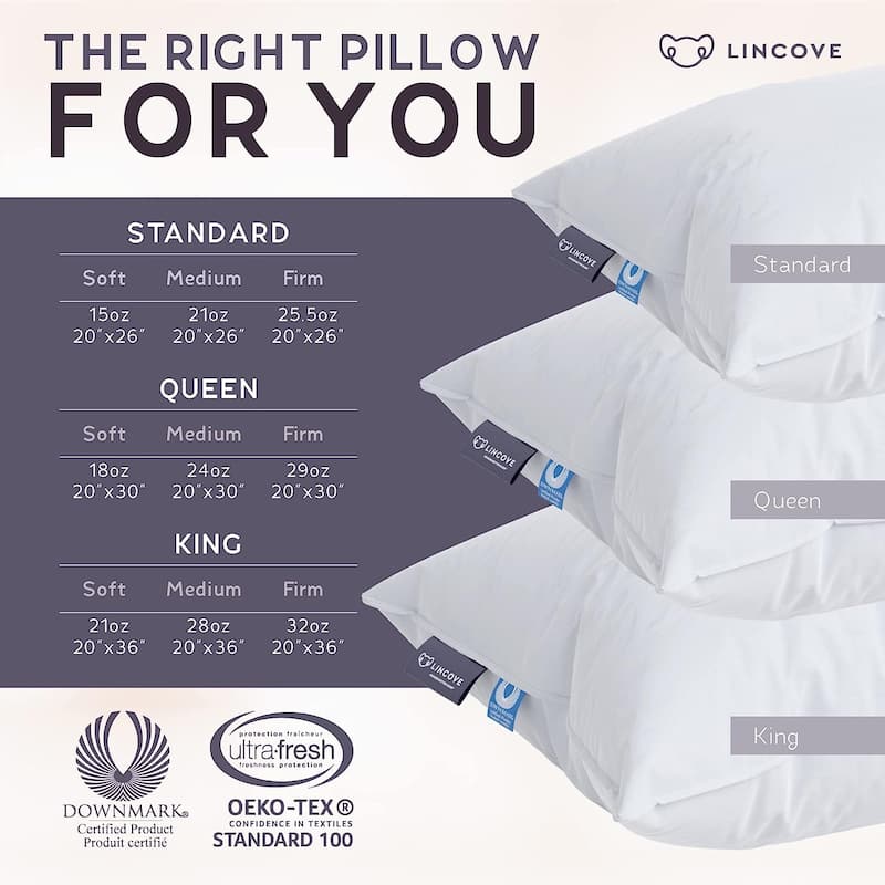 Lincove Signature Hutterite Canadian Down Pillow - 800 fill power, Made in Canada