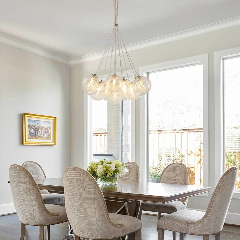 Chrome 13-Light Glass Globe Cluster Bubble Chandelier