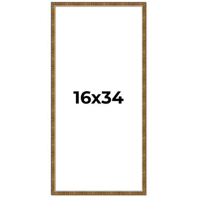 16x34 Frame Gold Kingsley Distressed Solid Wood Picture Frame Width