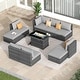 preview thumbnail 41 of 154, FINCATI Outdoor High-back Wicker Patio Sectional Set, 500 lbs Luxury Oversized Conversation Set, Spacious Couch Set