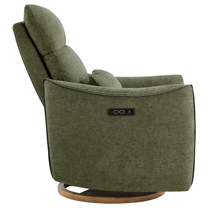 Spruce & Spring Power Swivel Recliner Chair Dual-Motor Nursery Glider with Lumber Pillow