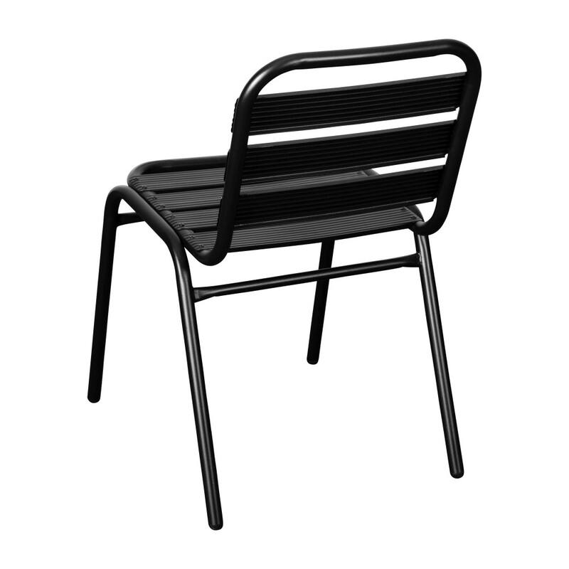 Commercial Aluminum Indoor-Outdoor Restaurant Stack Chair with Triple Slat Back