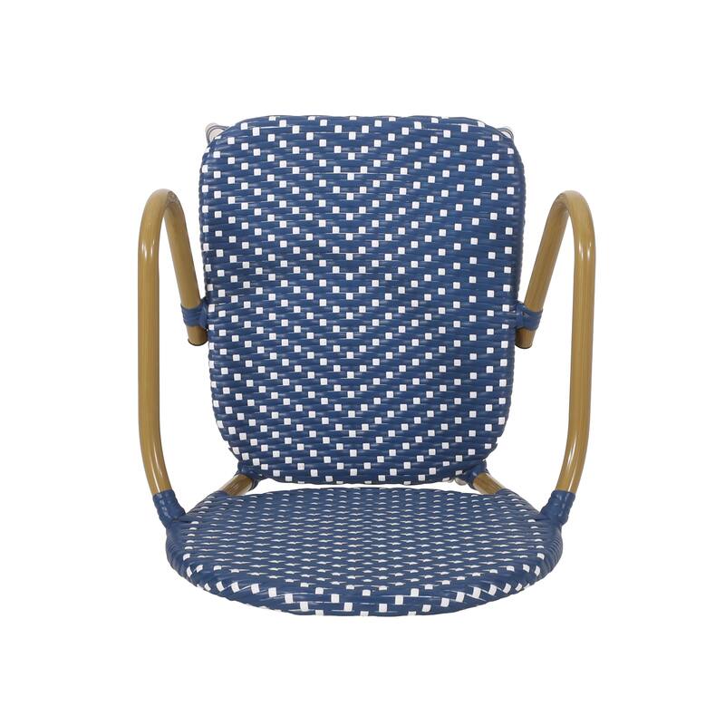 Outdoor Wicker and Aluminum Barstools, Set of 2