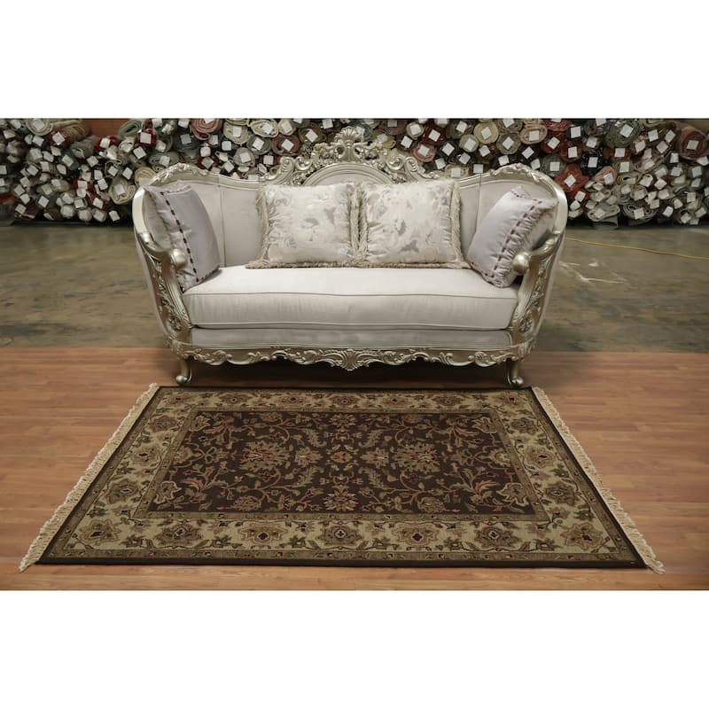 Hand Knotted Oriental 100% Wool Carpet Traditional Brown Sumak Area Rug - 6' 1'' X 4' 1''