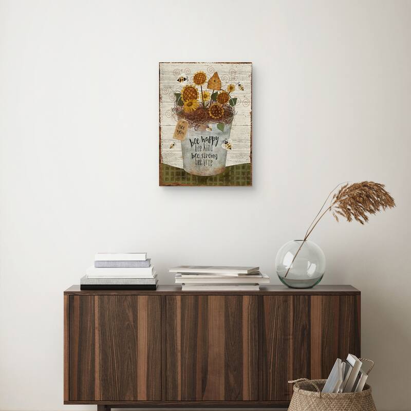 Bee Happy Bucket Canvas Art Print