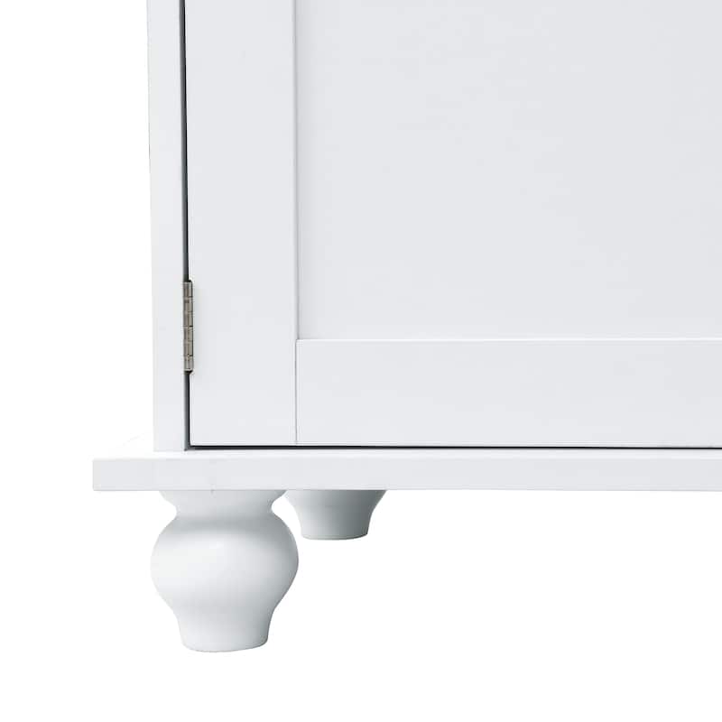 Roomfitters Widen Mudroom Hall Tree with Storage Bench, Modern Entryway Cabinet with 2 Large Compartments and 5 Coat Hooks