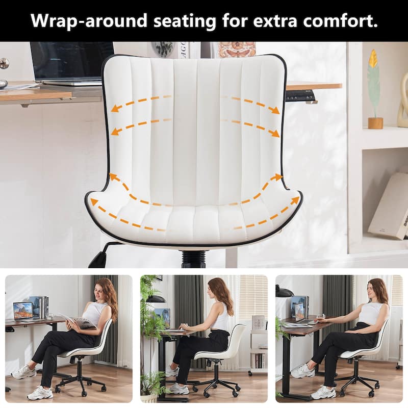 Ergonomic Office Chair Swivel Armless Desk Chair with Wheels