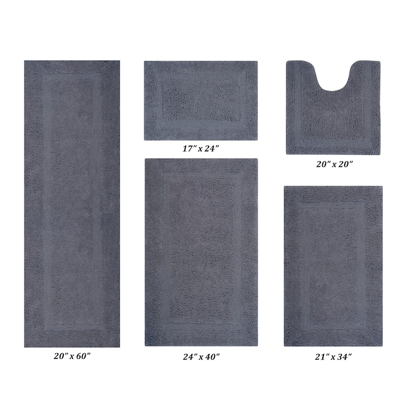 Better Trends Bath Rugs 100% Cotton Reversible Highly Water Absorbent Bathroom Rug for Shower, Sink, Bath Mats - Lux Collection