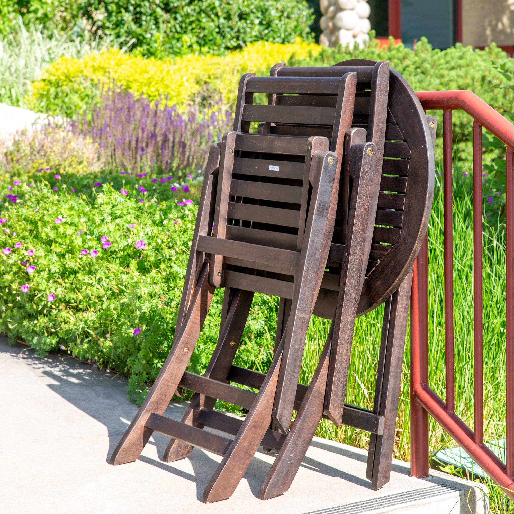 DTY Outdoor Living Twin Lakes 3Piece Eucalyptus Bistro Set, Square