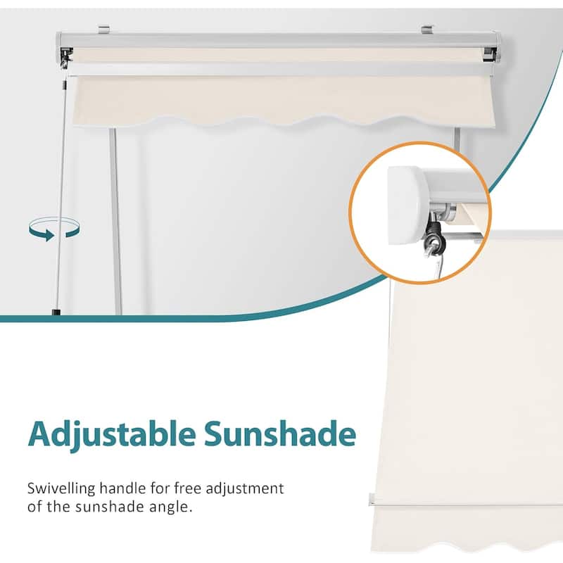 MCombo Patio Window Awnings 50''x55'', Fully Assembled Manual Retractable Sunshade Canopy
