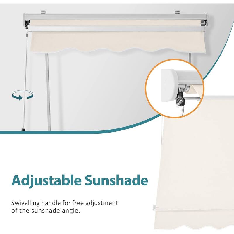 MCombo Patio Window Awnings 65''x80'', Fully Assembled Manual Retractable Sunshade Canopy