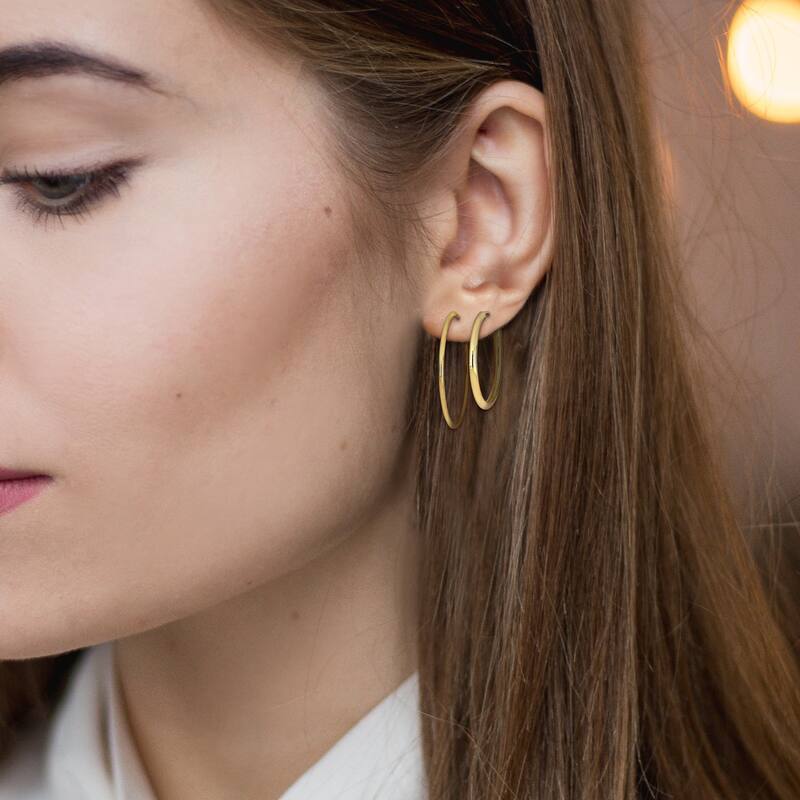 Miadora 2-Piece Set 25mm 30mm Hoop Earrings 14k Yellow Gold