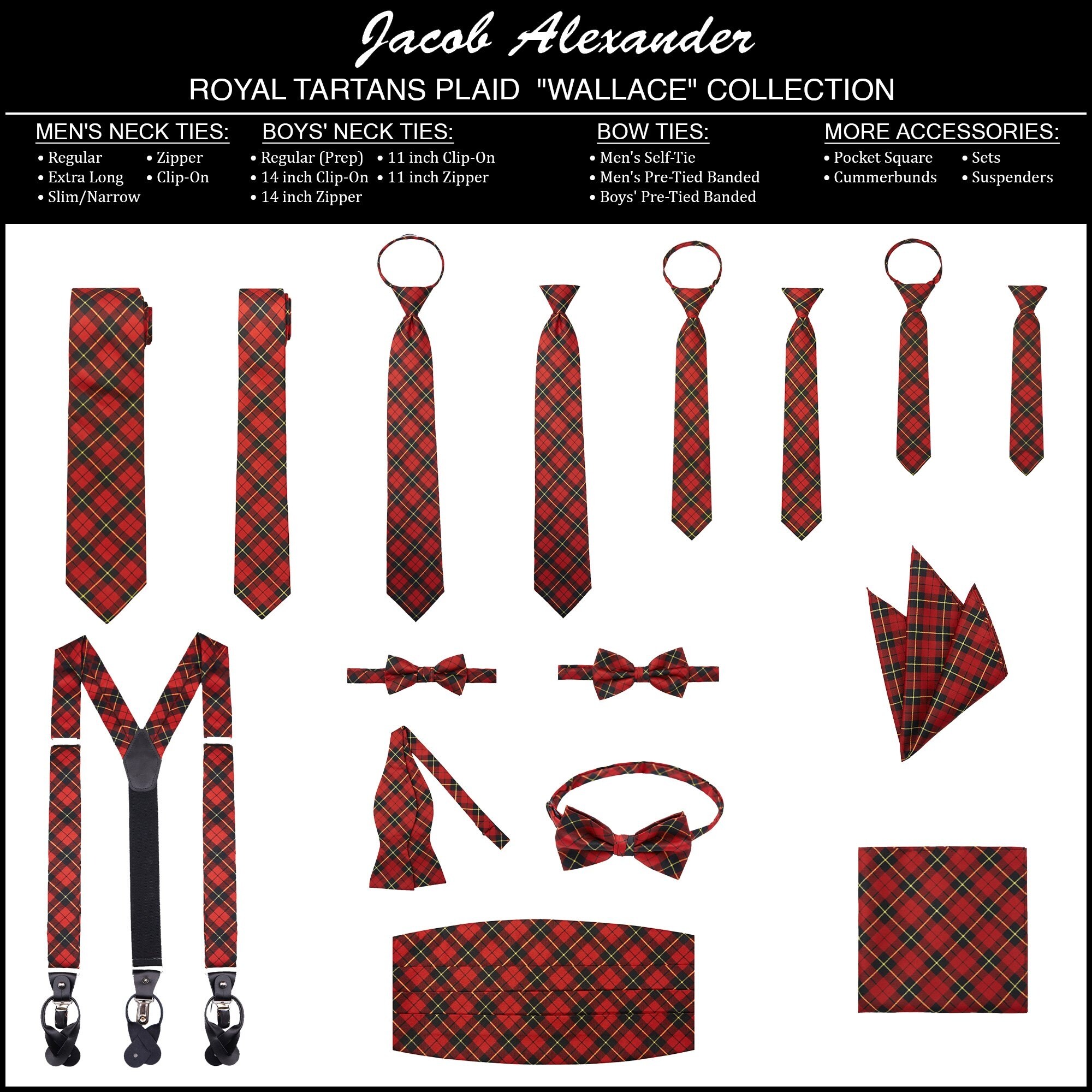 Jacob Alexander Boys' Royal Tartans Plaid 11-inch Clip-On Neck Tie Jacob Alexander Boys' Royal Tartans Plaid 11-inch Clip-On Neck Tie
