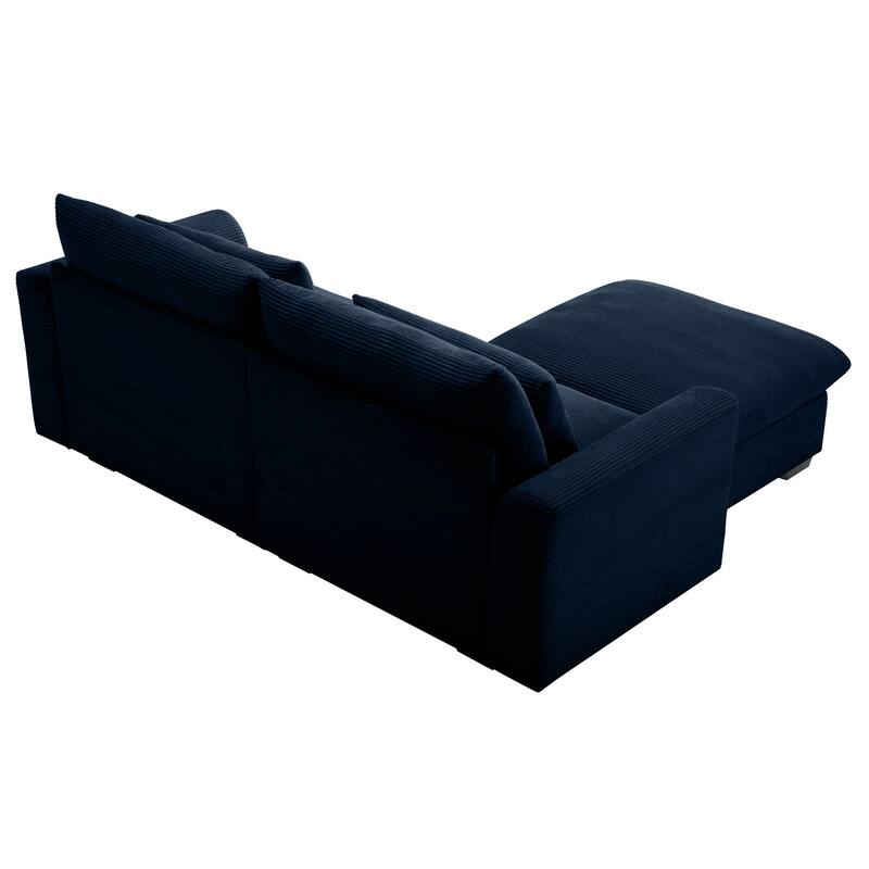 Multifunctional Loveseat Set with Storage Ottoman, Modern Sectional Sofa Corduroy Upholstered Couch with Pillows