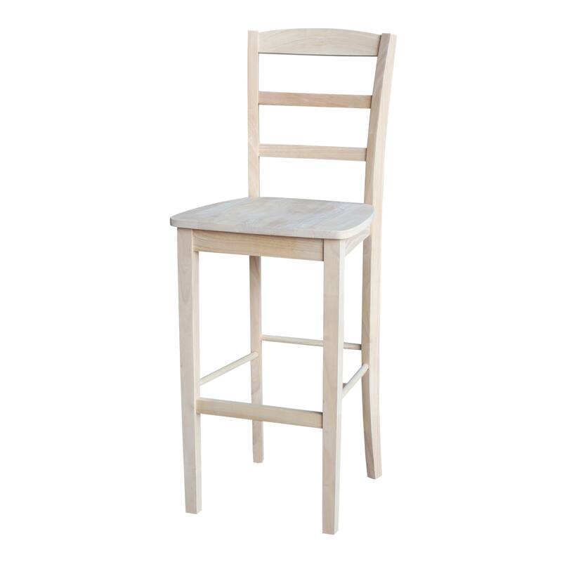 30" Round Pedestal Bar Height Table with 2 Madrid Stools - Unfinished - 3 Piece Set