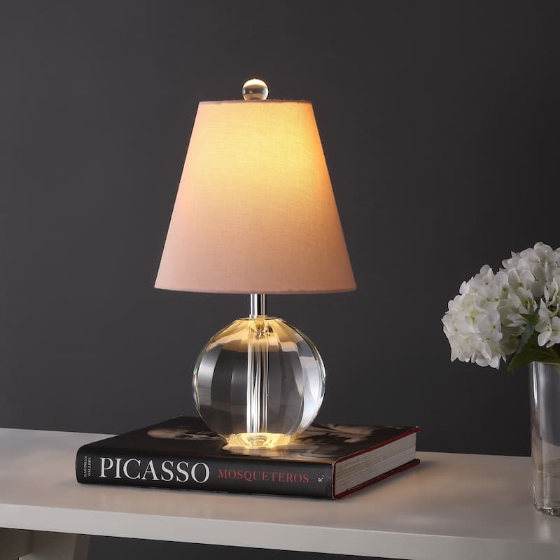 Goddard 16" Crystal Ball/Metal LED Table Lamp, By JONATHAN Y - Clear/Pink