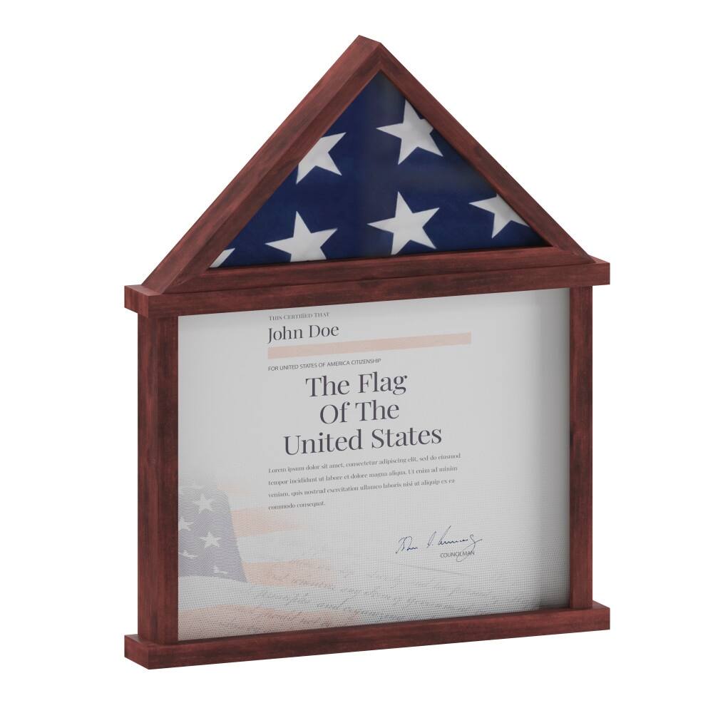 Glass Front Flag Display Case with Certificate Holder