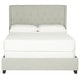 preview thumbnail 3 of 7, SAFAVIEH Winslet Light Grey Linen Upholstered Tufted Wingback Bed (Full)