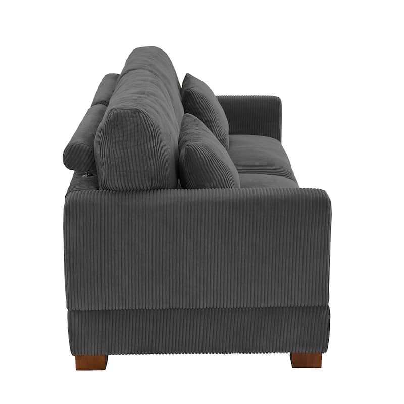 Modern Corduroy Modular Couch Sectional Sofa With Pillows