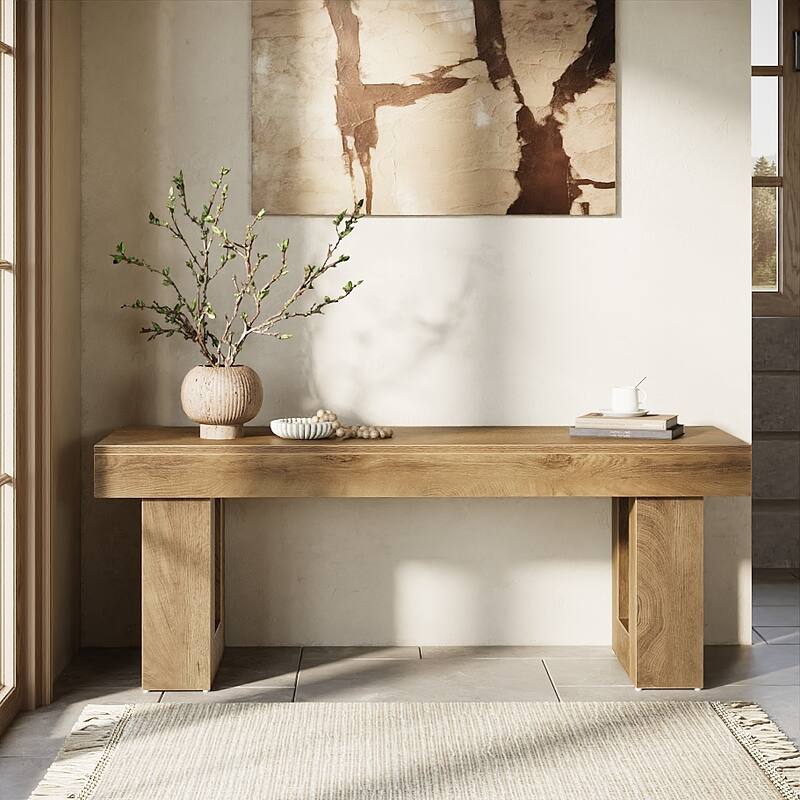 Wooden Entryway Bench, 47" Farmhouse Indoor Dining Table Bench