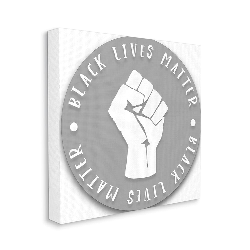 Stupell Black Statement Grey Circle Fist Canvas Wall Art Design By Daphne Polselli