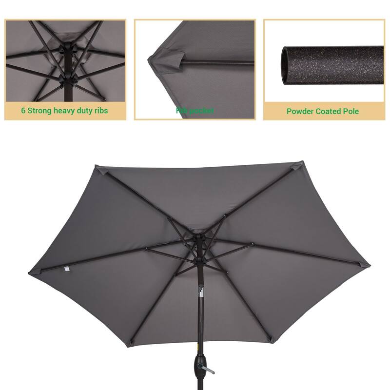 LIVOOSUN 7.5ft Steel Patio Market Umbrella Tilt System