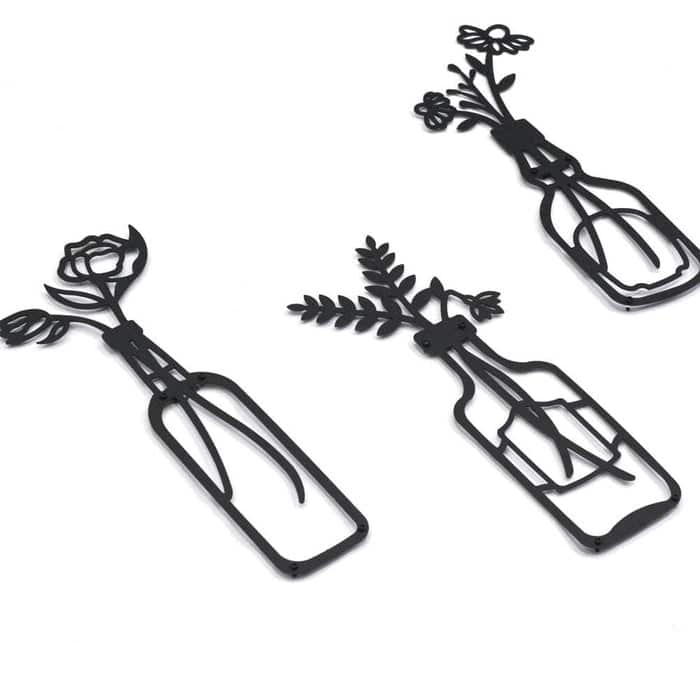 Blommor 3 Piece Vase Metal Wall Art Home Office and Living Room Decoration, Set of 3