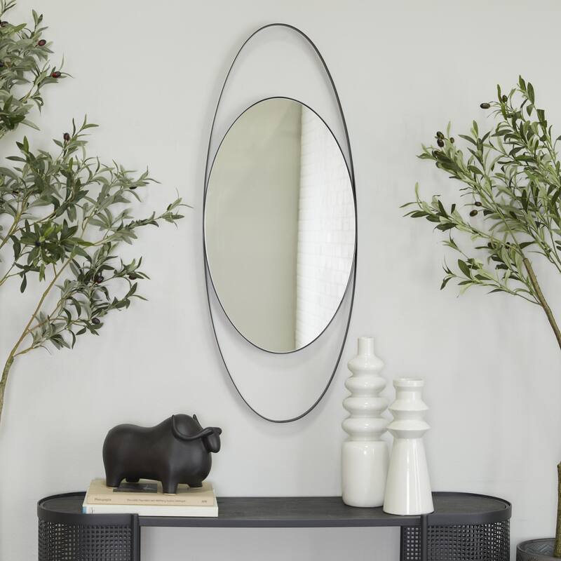 Metal Oval Wall Mirror - Black - CosmoLiving by Cosmopolitan