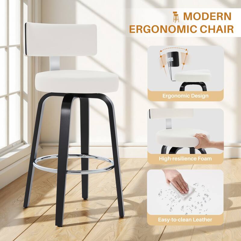 Upholstered Swivel Counter/ Bar Stools with T-Shaped Backrest