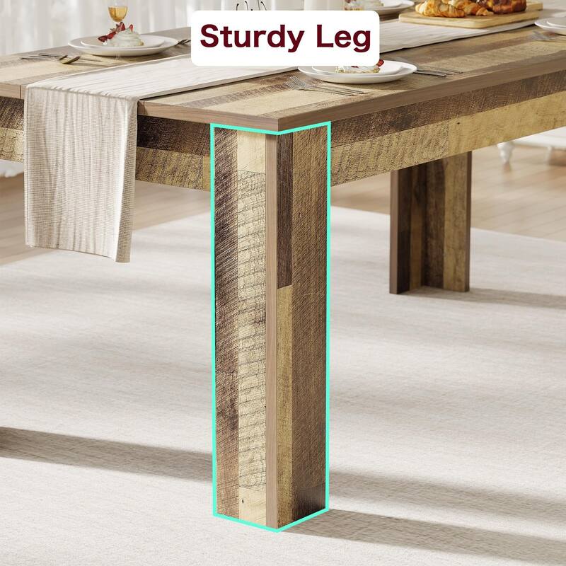 63" Wood Farmhouse Dining Table, for 4-6