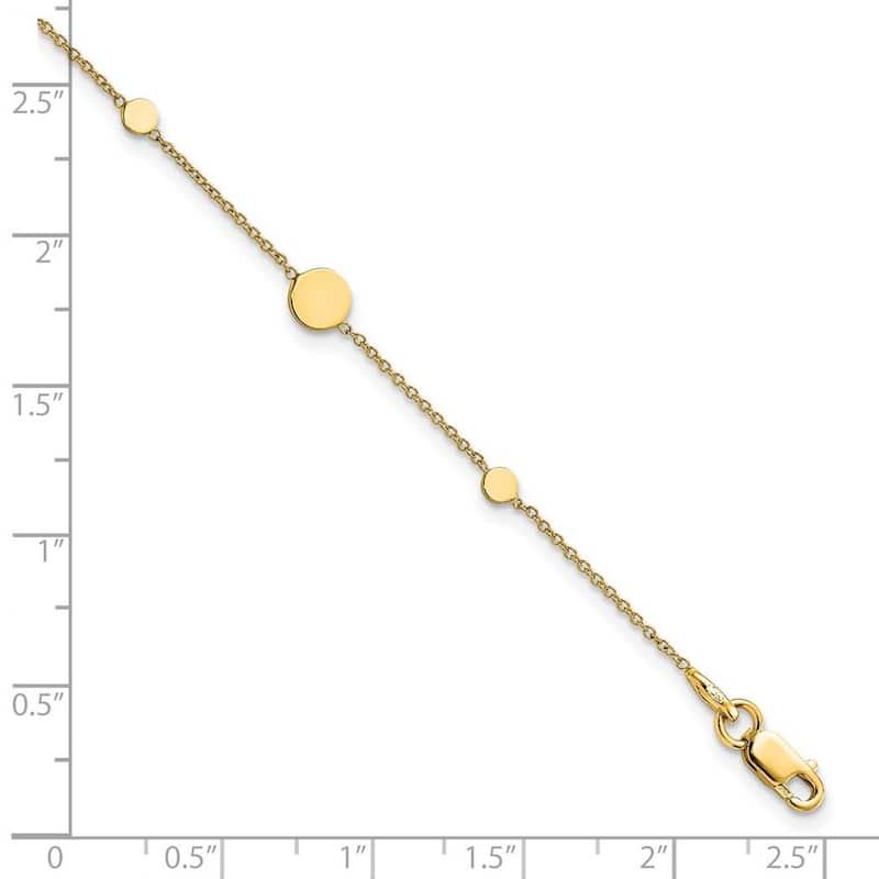 Curata 14k Yellow Gold 7.5" Polished Uneven Discs Stations Bracelet