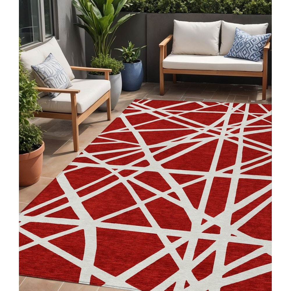 HomeRoots Geometric Transitional Rectangle Outdoor Rug