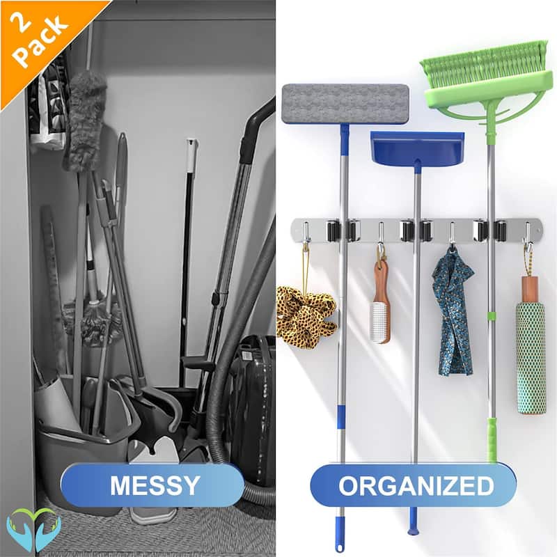 Broom Organizer Storage Tool Racks Stainless Steel