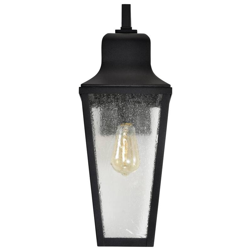 Lawrence 1 Light Large Wall Lantern Matte Black with Clear Seeded Glass