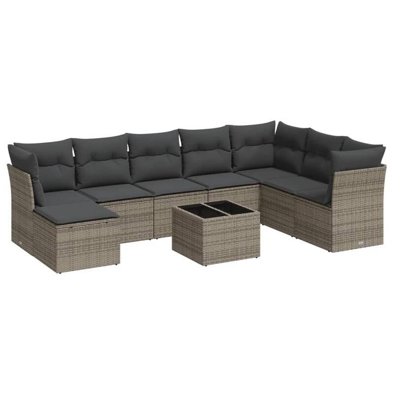 vidaXL Garden Sofa Set Grey Poly Rattan, Steel Large Modular - 21.7 x 21.7 x 14.6