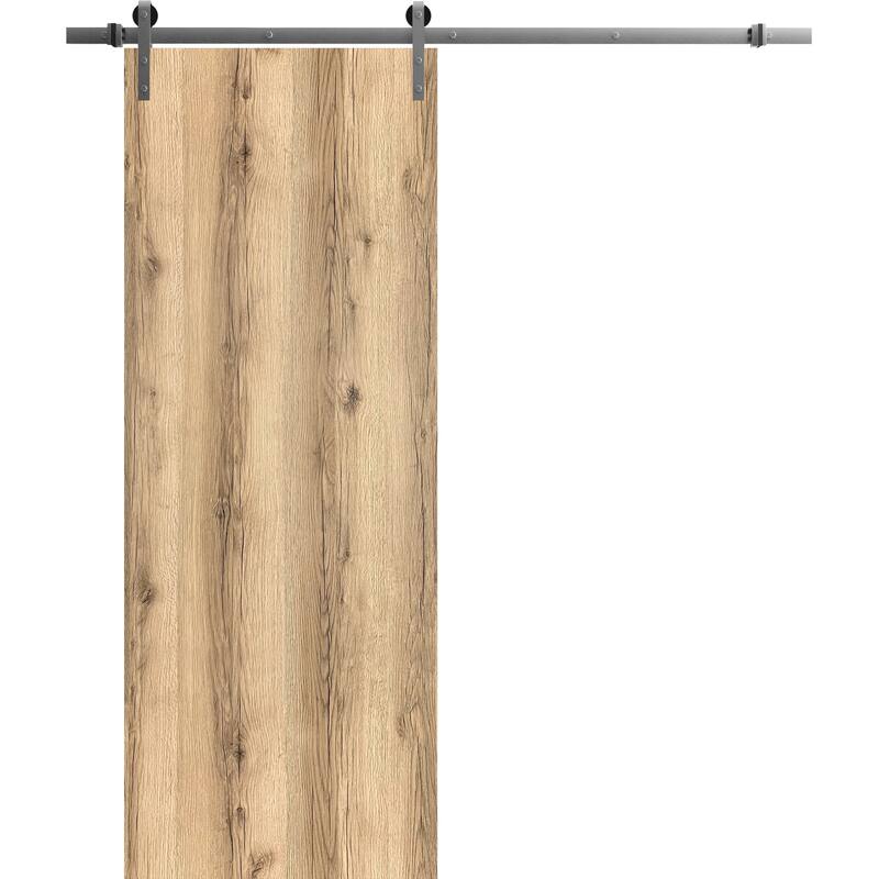 Sturdy Barn Door 18 x 80 inches | Planum 0010 Walnut | Stainless Steel 6.6FT Rail Hangers Heavy Set - 42" x 84"