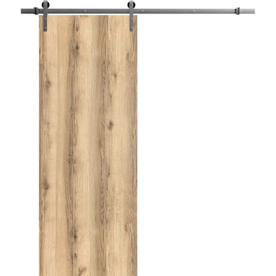 Sturdy Barn Door 18 x 80 inches | Planum 0010 Walnut | Stainless Steel 6.6FT Rail Hangers Heavy Set