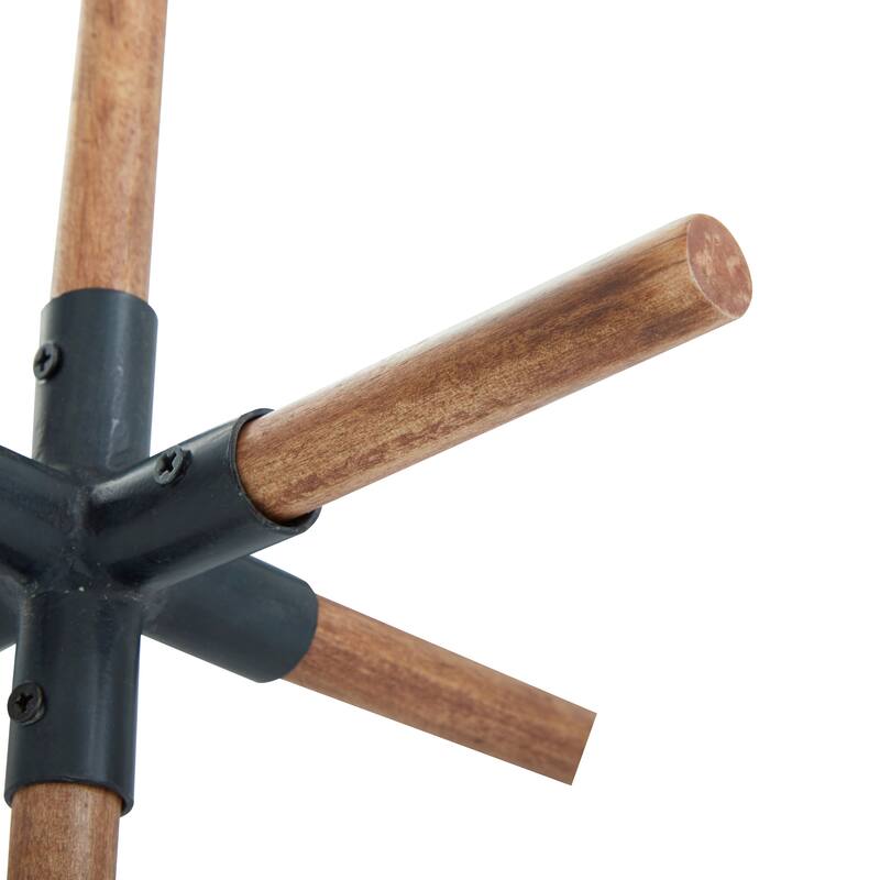 Brown Wood Jack Decorative Sculpture with Black Metal Centers (Set of 2) - 8 x 7 x 6 and 6 x 5 x 4