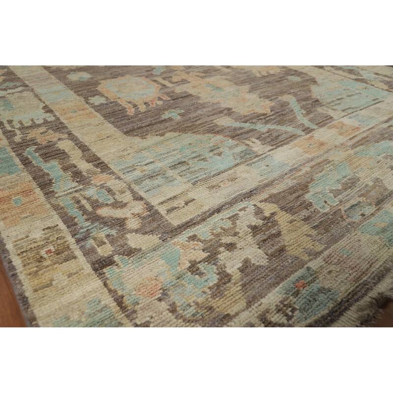 Vegetable Dye Oriental Oushak Turkish Rug Hand-Knotted Wool Carpet - 6'7" x 9'9" - 6'7" x 9'9" - Brown