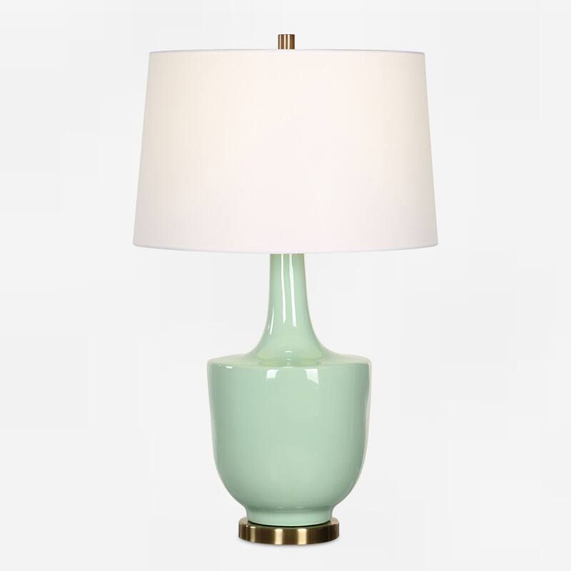 Ceramic Base Table Lamp with Tapered Shade - 30" - Mint Green