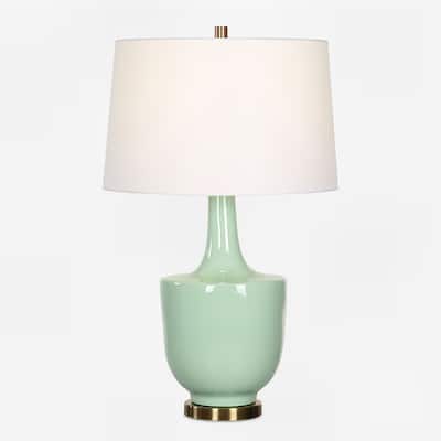 Ceramic Base Table Lamp with Tapered Shade - 30" - Mint Green