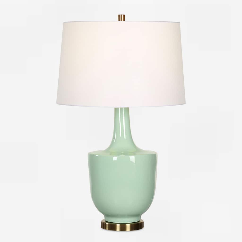 Ceramic Base Table Lamp with Tapered Shade - 30" - Mint Green