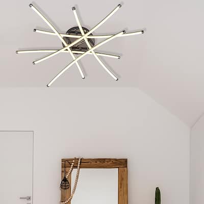 Charlyn 32 in. 6-Light Chrome Integrated LED Flush Mount