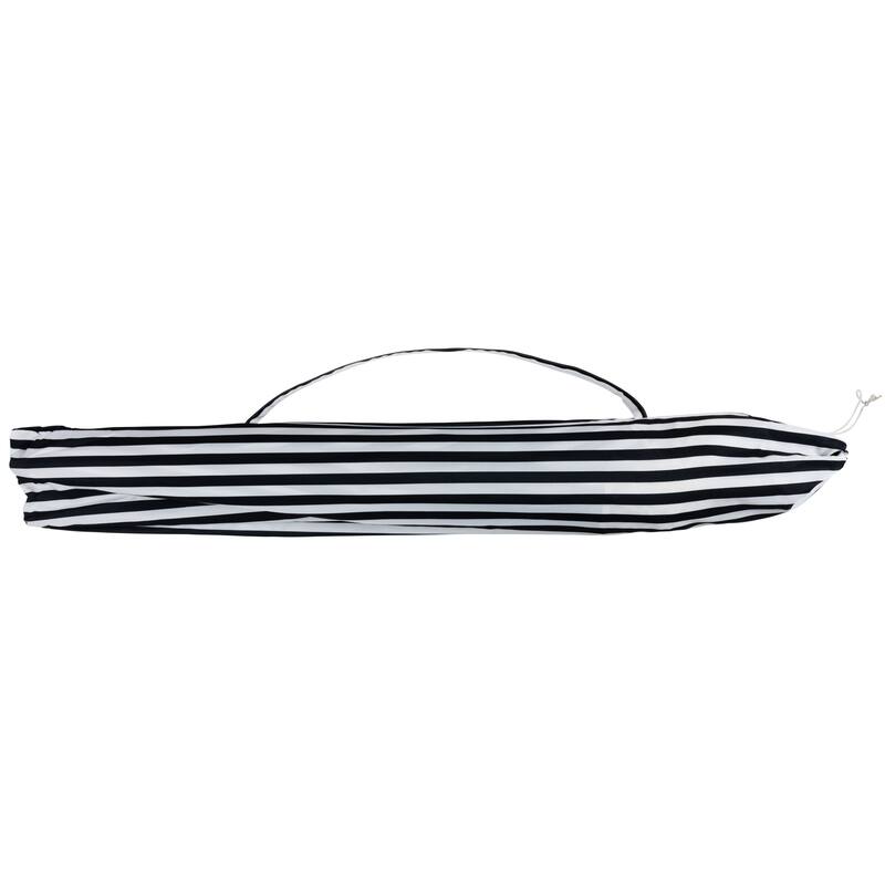 Striped Outdoor Macrame Boho Beach Market Umbrella with Tilt- 6.5' - Black and White
