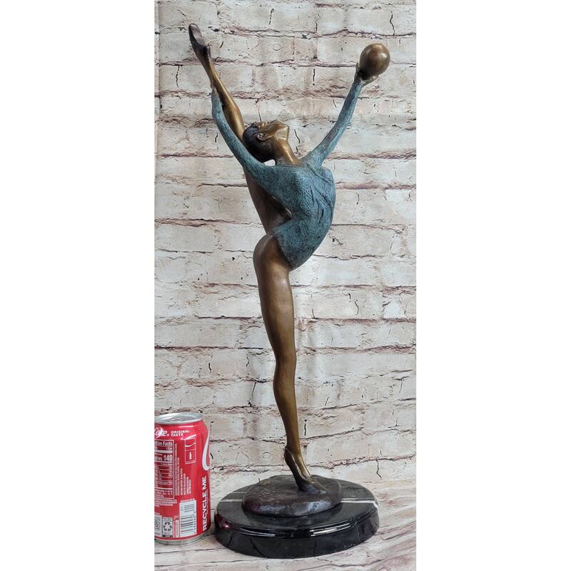 Signed Original Collett Gymnast Balancing Ball Bronze Sculpture Statue 24 Inches X 12 Inches