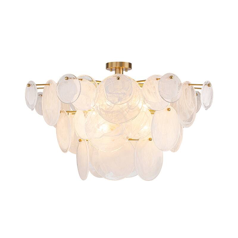 Contemporary Glam Tiered Cloud Glass Discs Semi-flush Mount