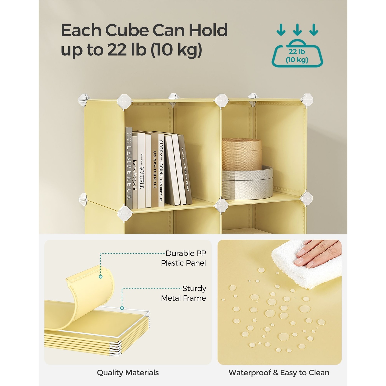 Modular 16 Cubes Storage Organizer with Plastic Panels and Metal