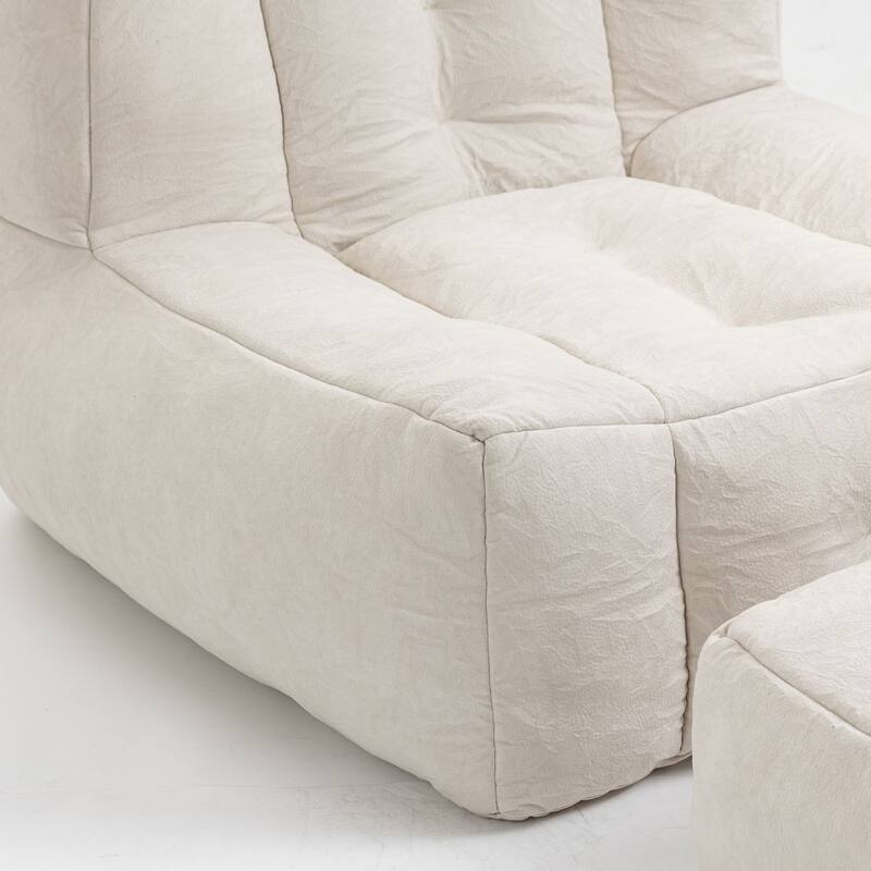 Oaks Aura Fluffy Bean Bag Chair, Super Soft Lazy Sofa Chair With Memory Foam And Ottoman, Indoor Modern Bean Bag Chair
