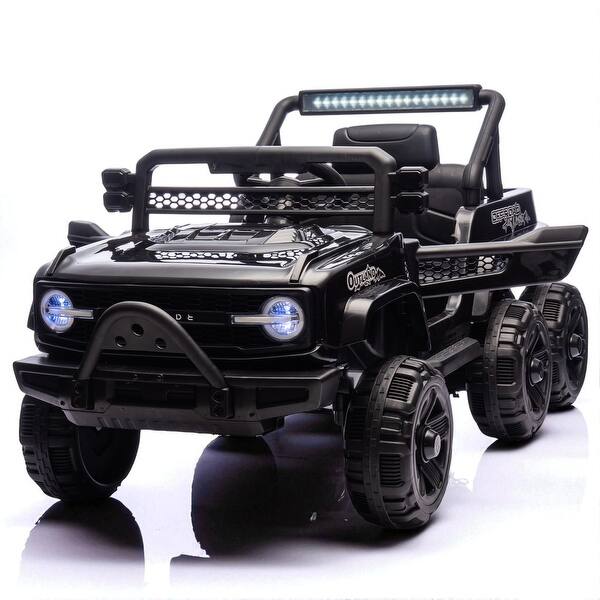 slide 2 of 28, 12V 6-Wheel Electric Truck for Kids, Remote Control, 4 Motors, Bluetooth, MP3, LED Lights, 3-5 Years Black